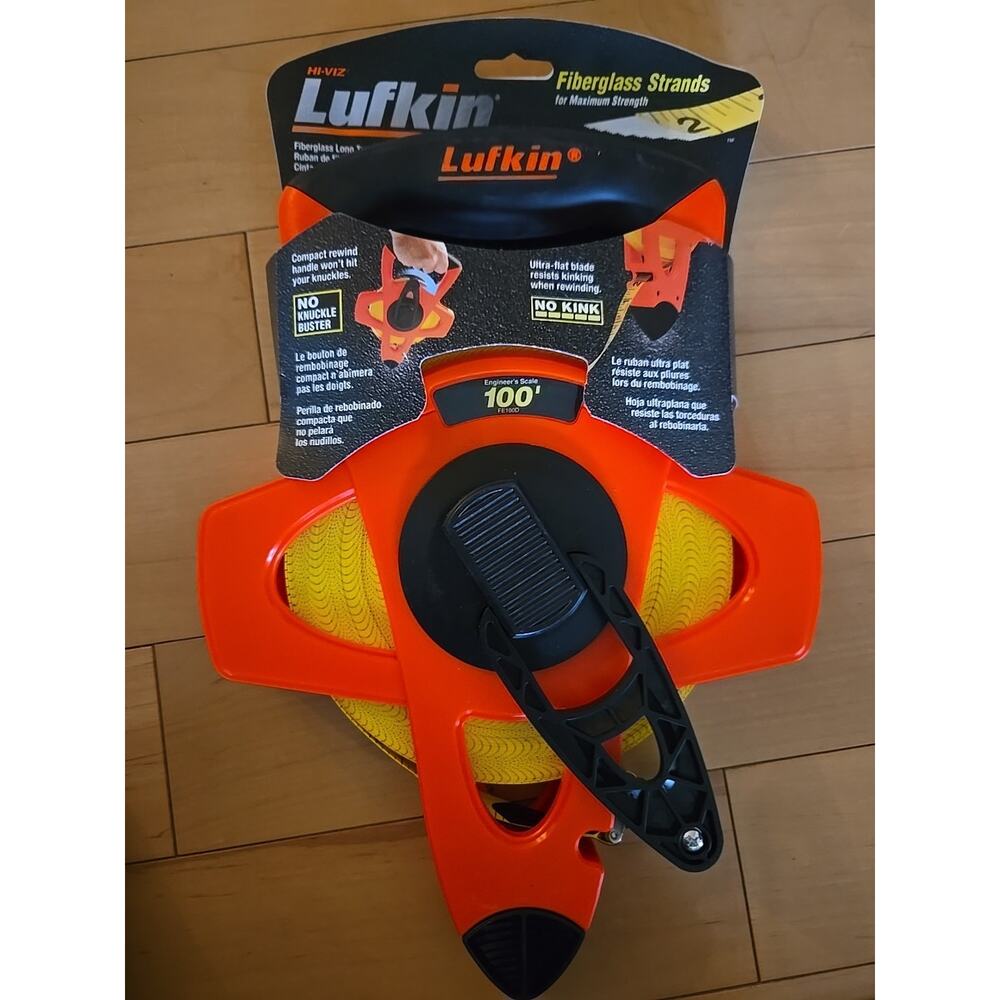 Lufkin Hi-Viz 30M/100FT Fiberglass Long‎ Tape Measure 3X Faster Retrieval